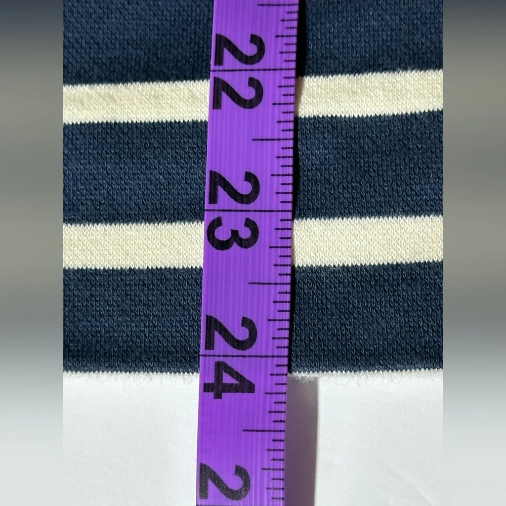 Kate Spade Stripe pointe tunic turtleneck knit top size medium Navy stripes